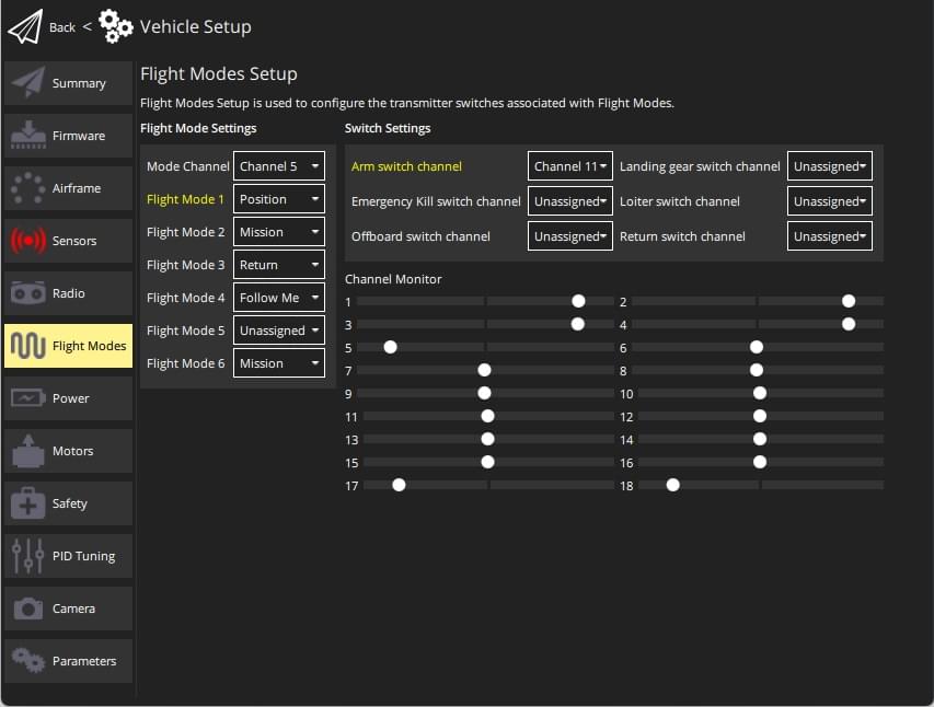 Flight modes single-channel