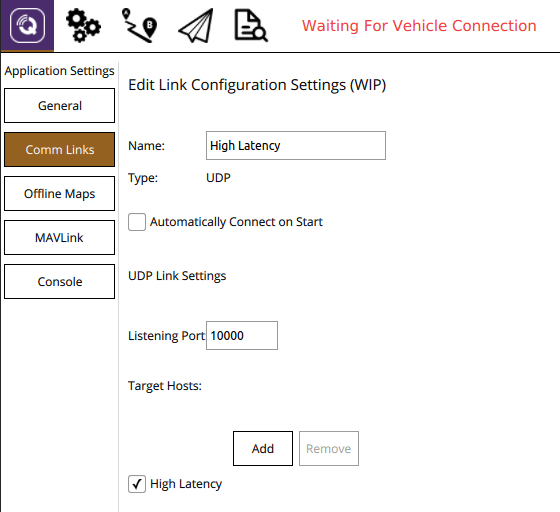 High Latency Link Settings