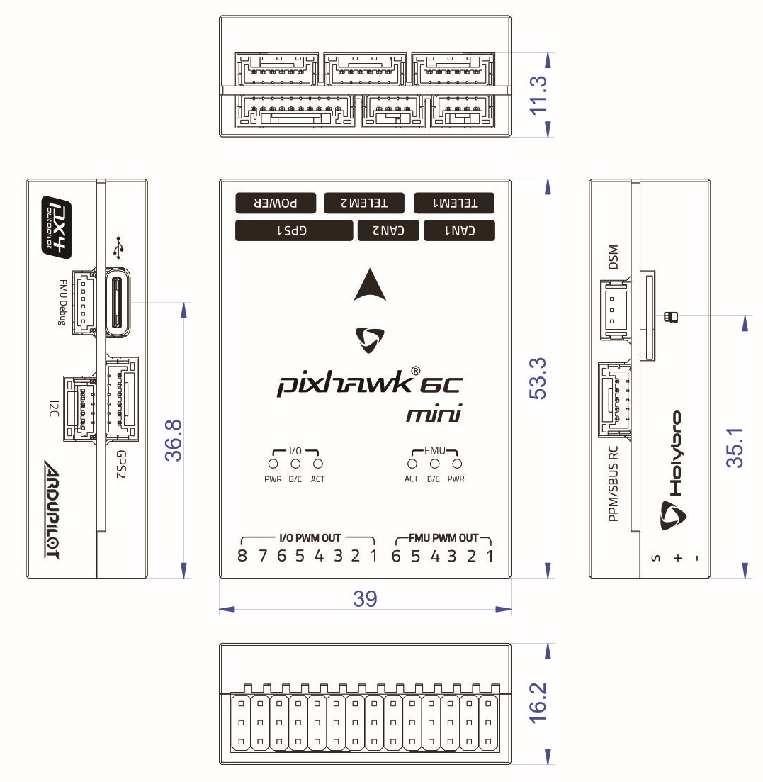 Pixhawk6c Mini Dimensions