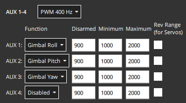 Gimbal Actuator config