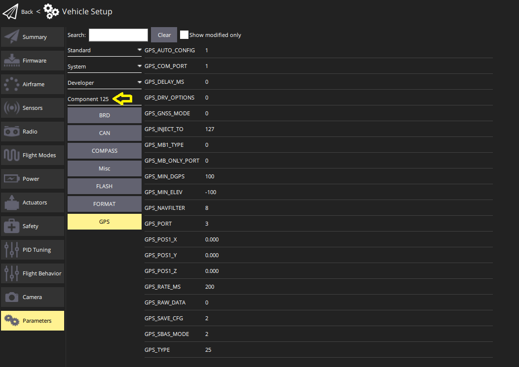 QGC Parameter showing selected DroneCAN node